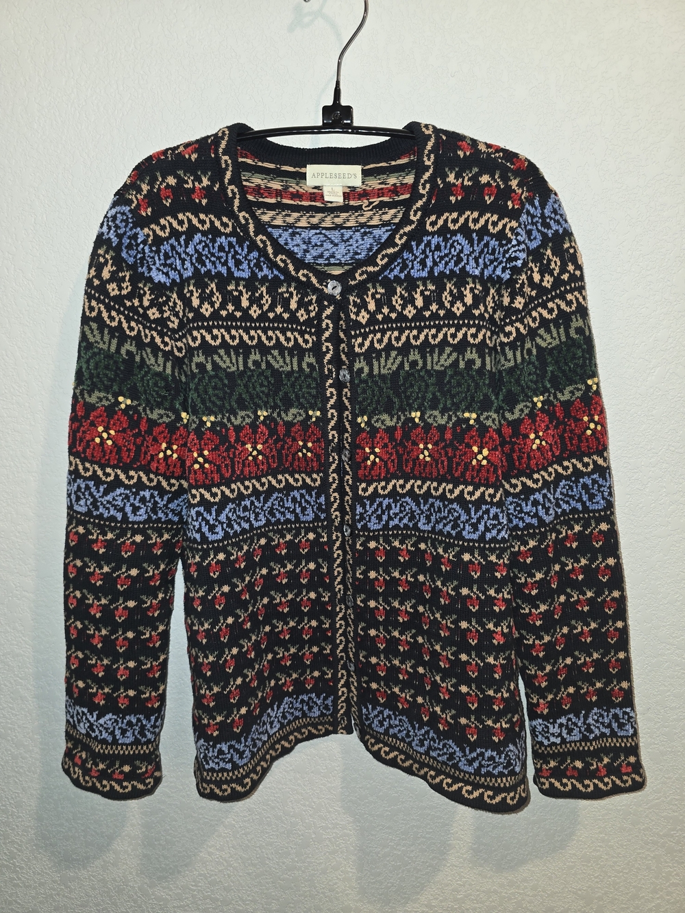 Appleseed's Women's Fair Isle Pattern Cardigan Sweater - Size L